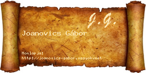 Joanovics Gábor névjegykártya